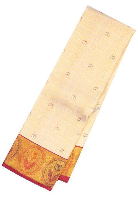 Gold Handloom Tissue Kanchipuram Silk Saree With Meena Floral Motifs With Buttas And Brocade Design For Women