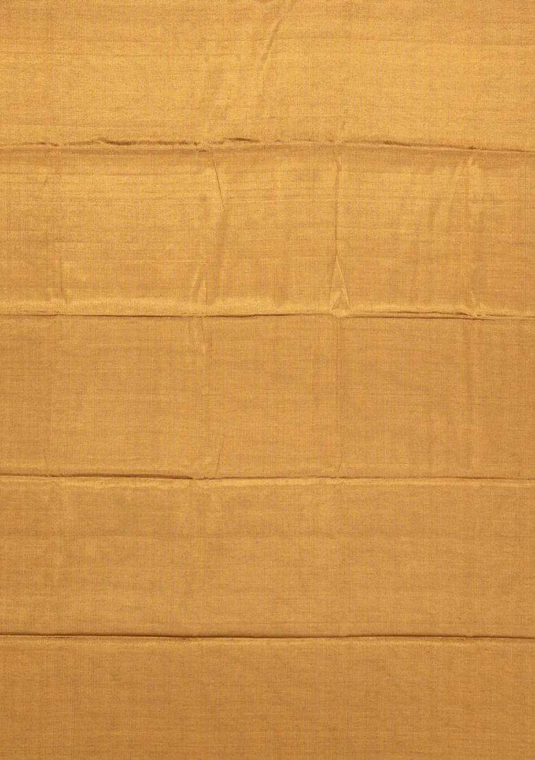 Gold Handloom Chanderi Plain Tissue Cotton Saree With Traditional Woven Design For Women - Indya