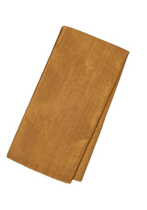 Gold Handloom Chanderi Plain Tissue Cotton Saree With Traditional Woven Design For Women
