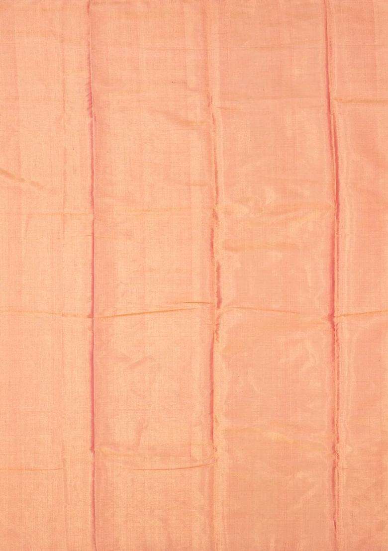 Peach Gold Handloom Chanderi Partly Tissue Cotton Saree With Traditional Woven Design For Women - Indya