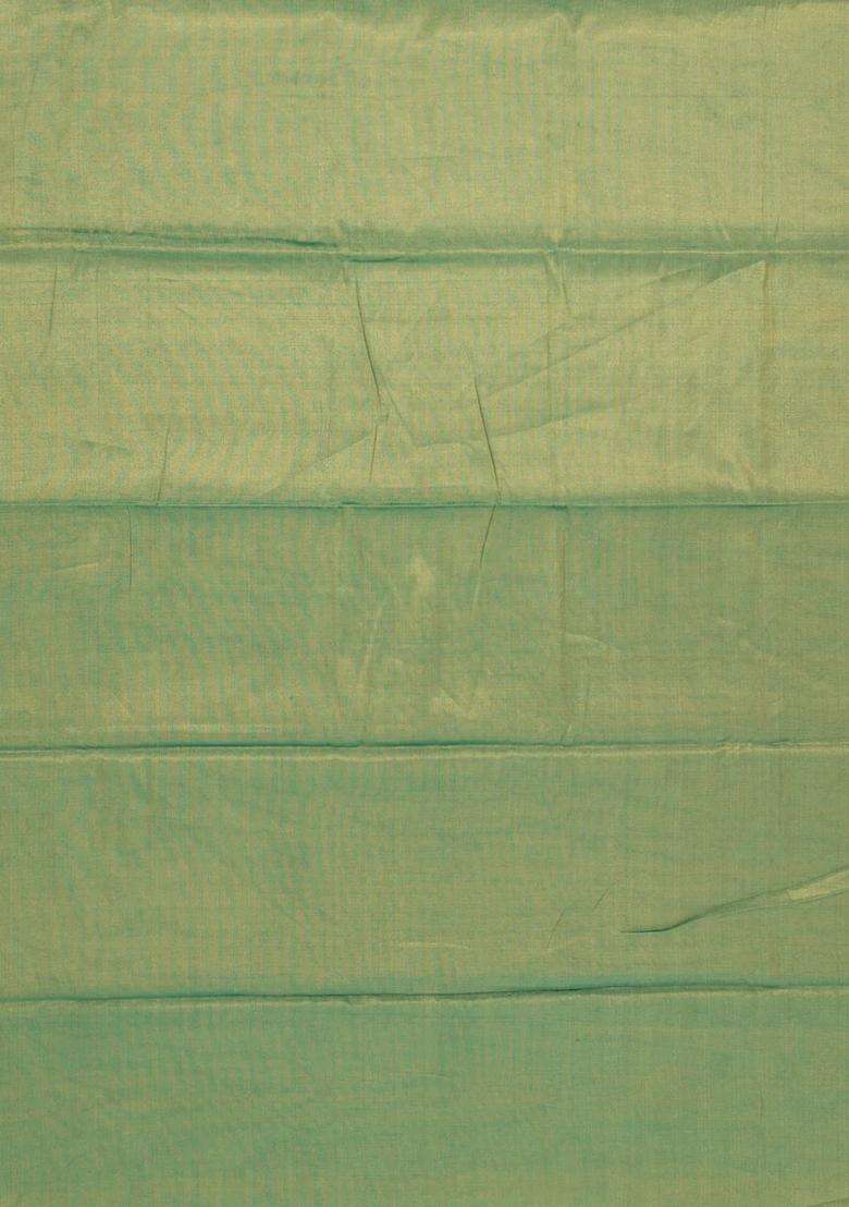 Green Handloom Plain Chanderi Cotton Tissue Saree With Traditional Woven Design For Women - Indya