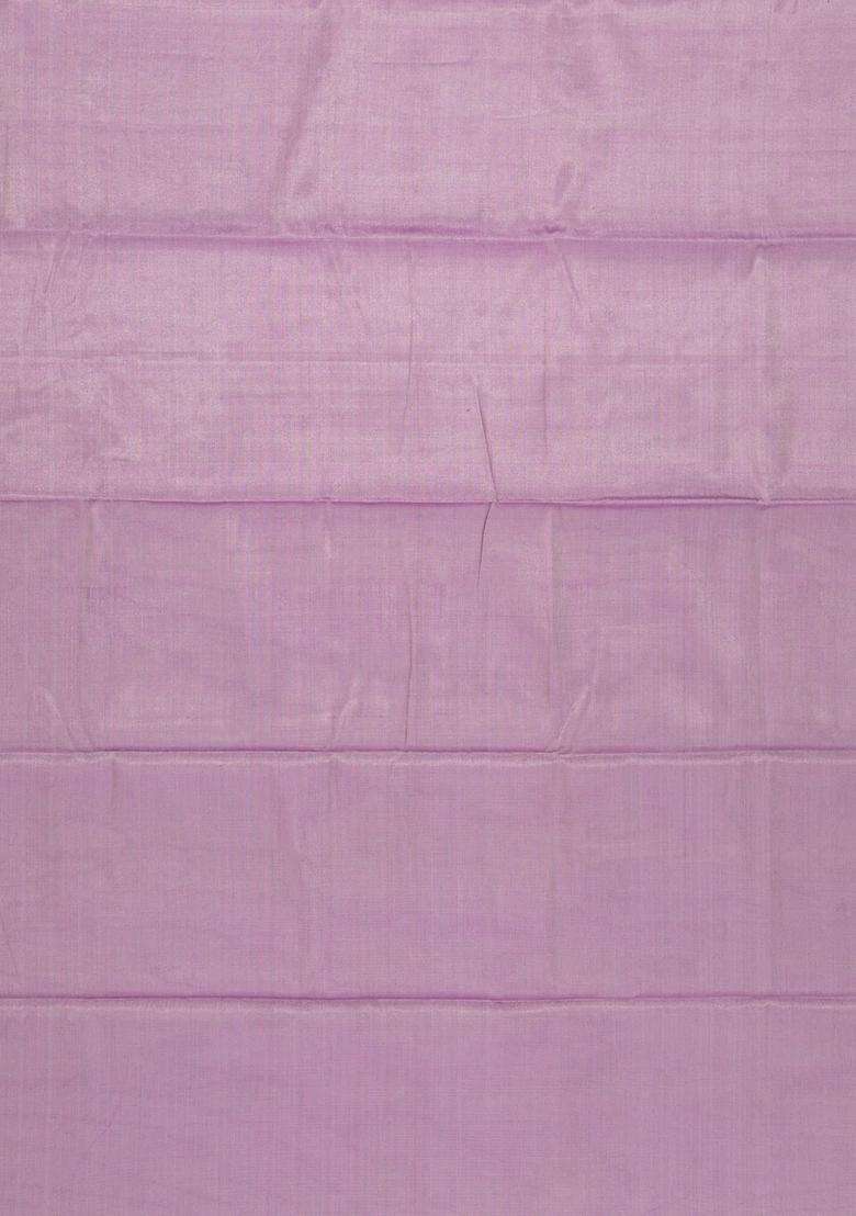 Lavander Lavender Handloom Plain Chanderi Cotton Tissue Saree With Traditional Woven Design For Women - Indya