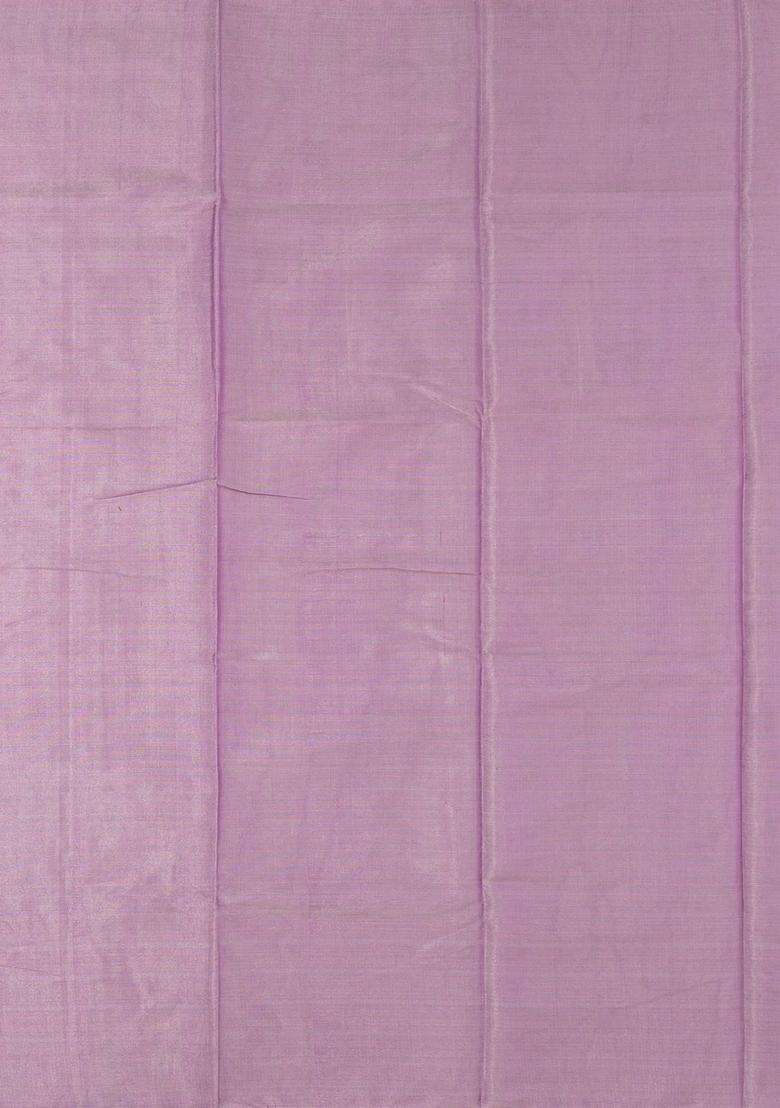 Lavander Lavender Handloom Plain Chanderi Cotton Tissue Saree With Traditional Woven Design For Women - Indya