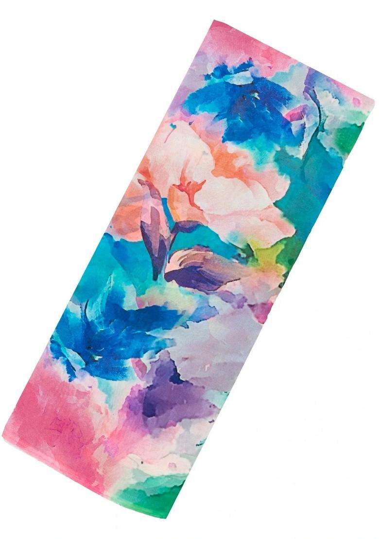 Multi Colour Woven Georgette Silk Saree With Printed Abstract Motifs For Women - Indya