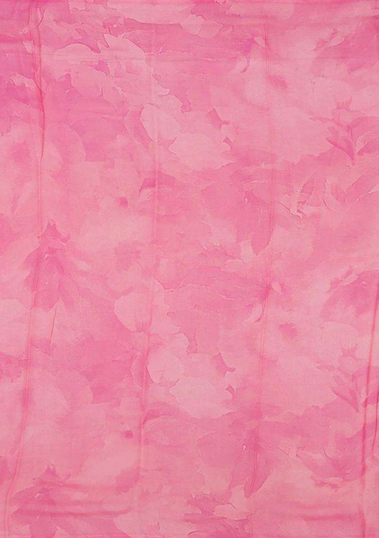 Multi Colour Woven Georgette Silk Saree With Printed Abstract Motifs For Women - Indya