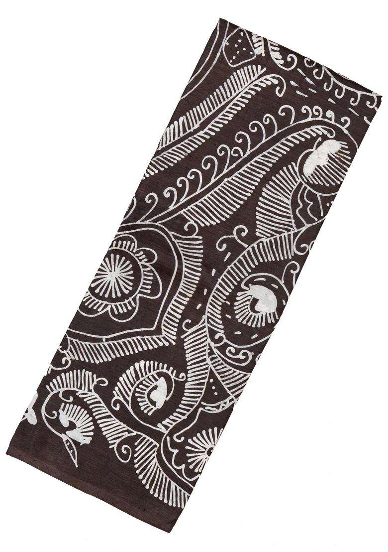 Black Woven Silk Saree With Printed Floral Motifs For Women - Indya