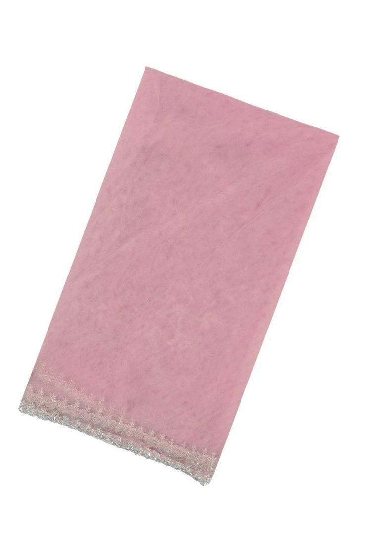 Baby Pink Woven Net Saree With Embroidered Motifs For Women - Indya