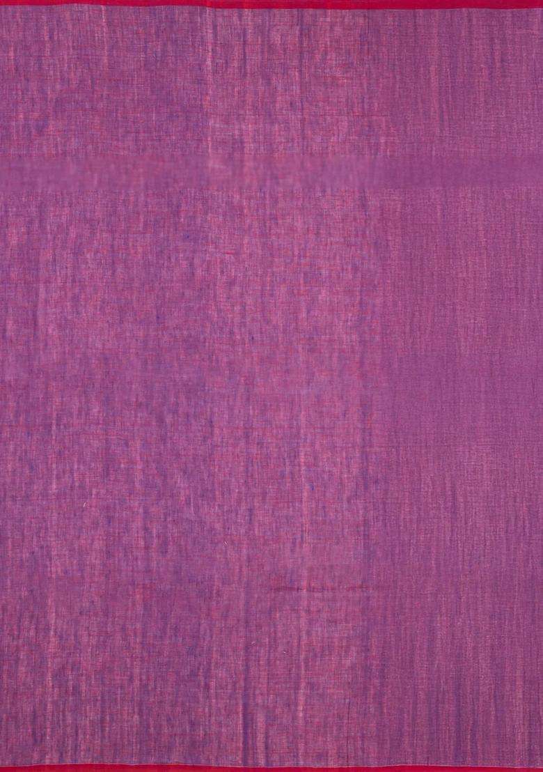 Purple Handloom Ghicha Linen Saree With Meena Buttas With Buttas And Brocade Design For Women - Indya