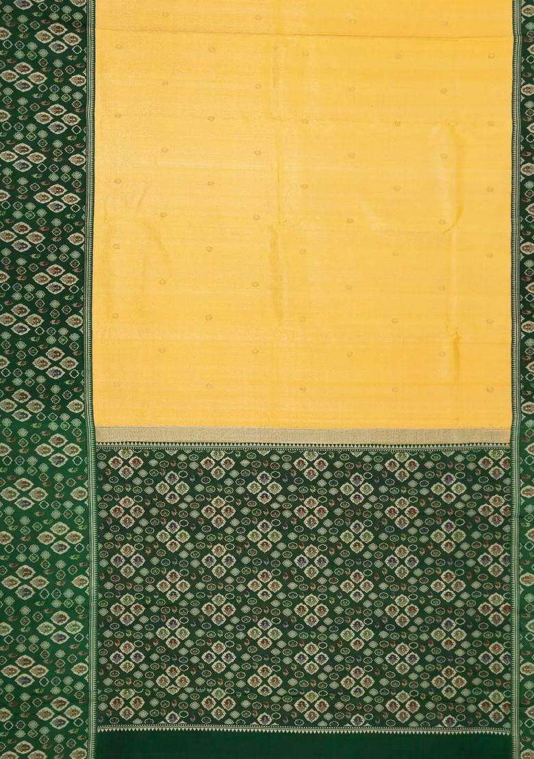 Gold Handloom Tissue Korvai Kanchipuram Silk Saree With Floral Buttas Meena Border With Korvai And Temple Border Design For Women - Indya