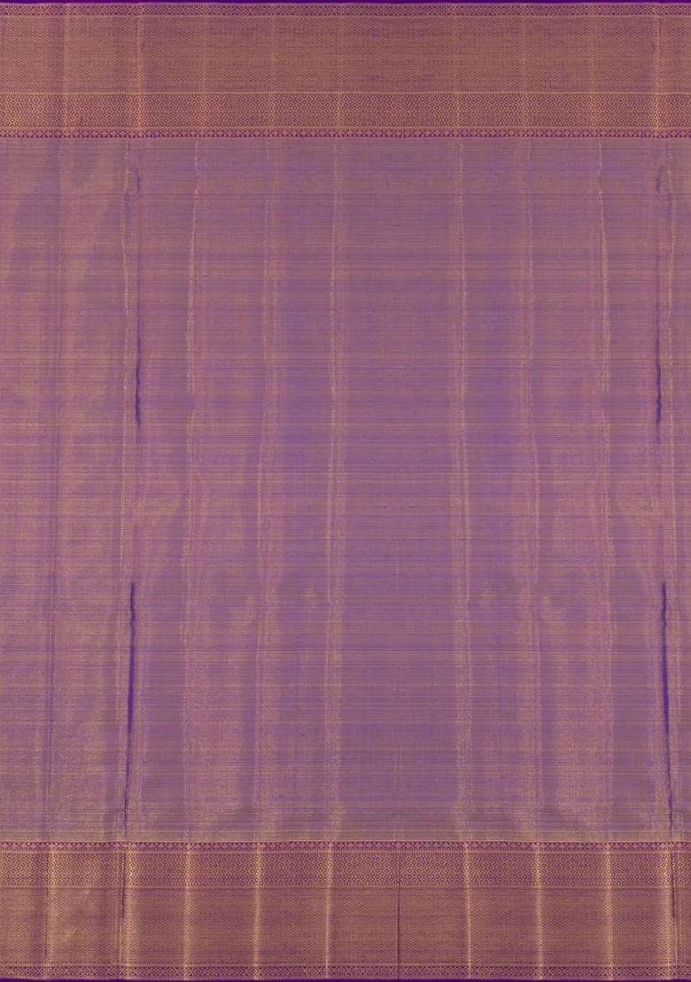 Taupe Handloom Kanchipuram Tissue Silk Saree With Diamond Motifs Contrast Border With Buttas And Brocade Design For Women - Indya