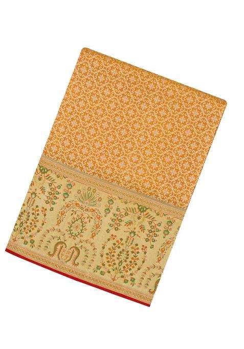 Sandal Handloom Kanchipuram Tissue Silk Saree With Meena Floral Motifs With Buttas And Brocade Design For Women