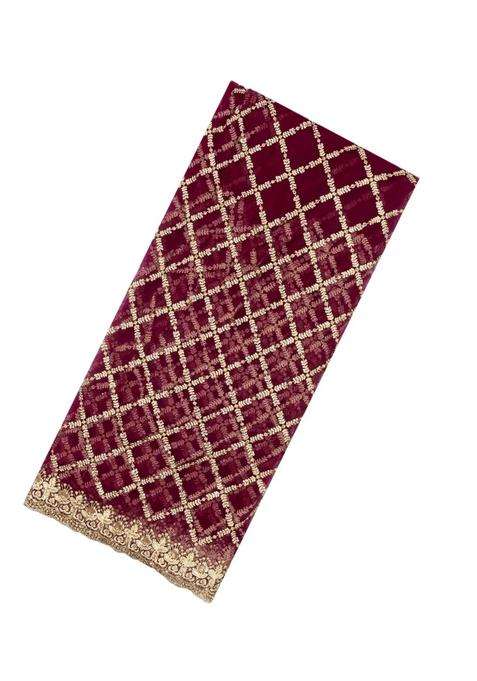 Magenta Woven Net Saree With Embroidered Floral Motifs For Women