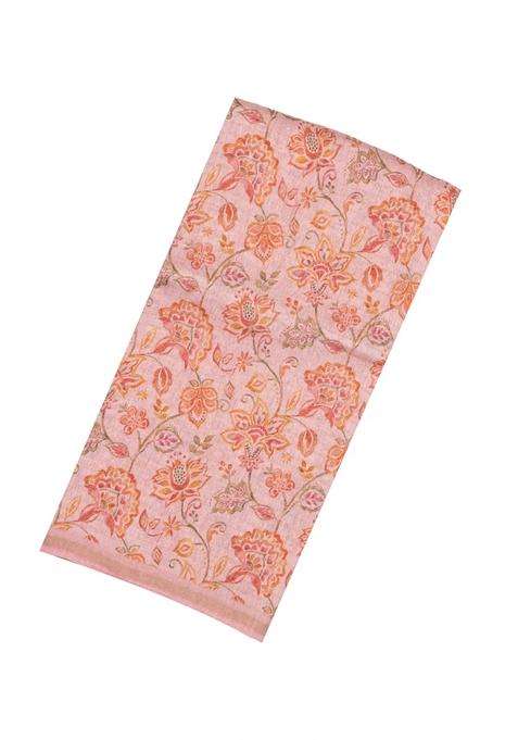 Bubblegum Pink Woven Linen Saree With Printed Floral Motifs For Women