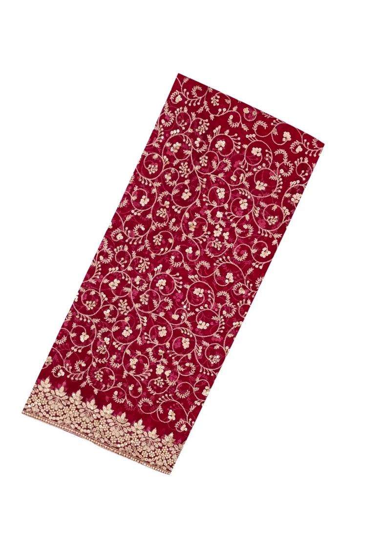 Pink Woven Net Saree With Embroidered Floral Motifs For Women - Indya