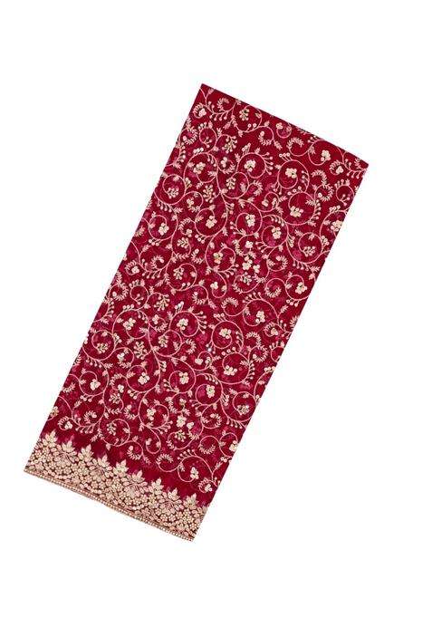 Pink Woven Net Saree With Embroidered Floral Motifs For Women
