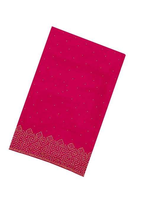 Pink Woven Crepe Saree With Embroidered Mirror Work Motifs For Women