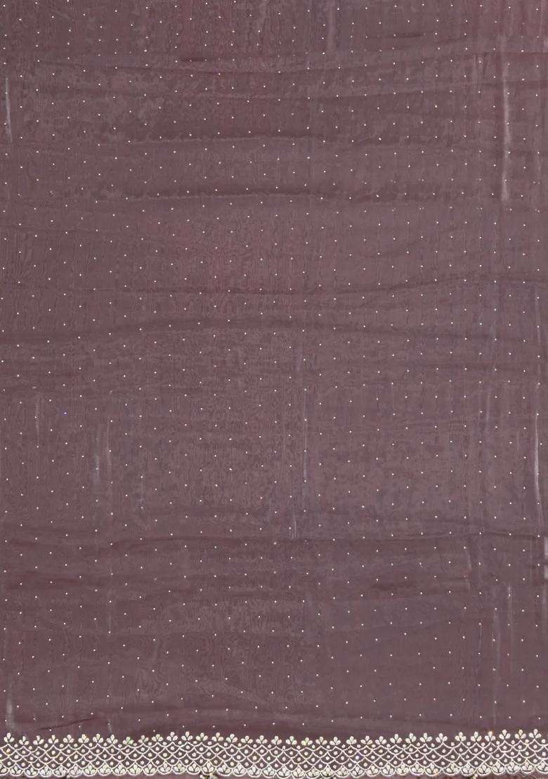 Lilac Woven Blended Satin Art Silk Saree With Embroidered Mirror Work For Women - Indya