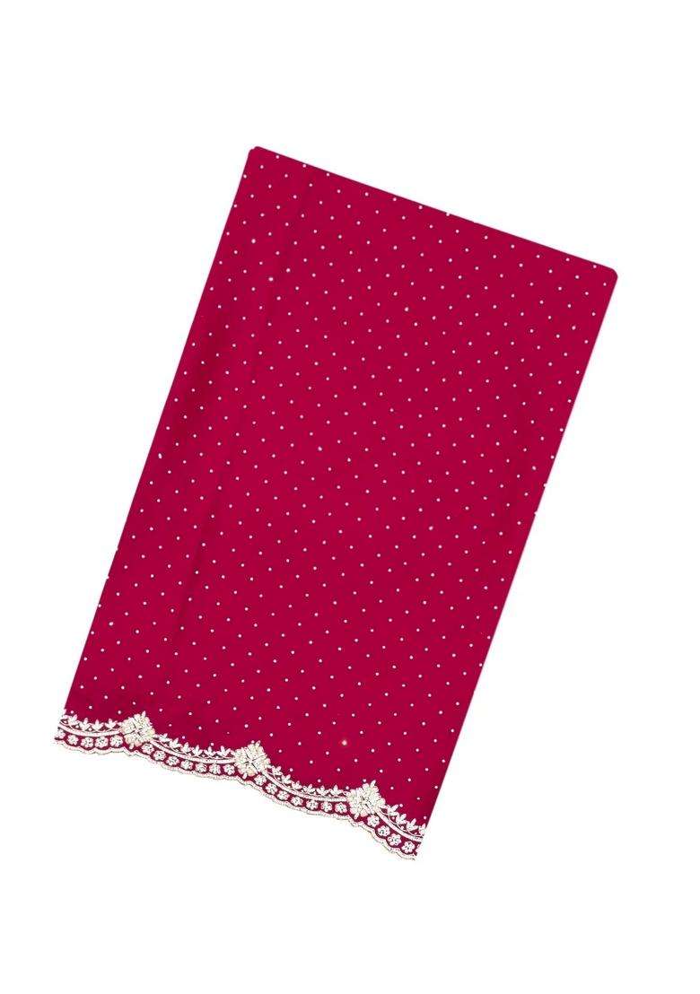 Crimson Woven Pure Crepe Saree With Hand Embroidered Selvage For Women - Indya