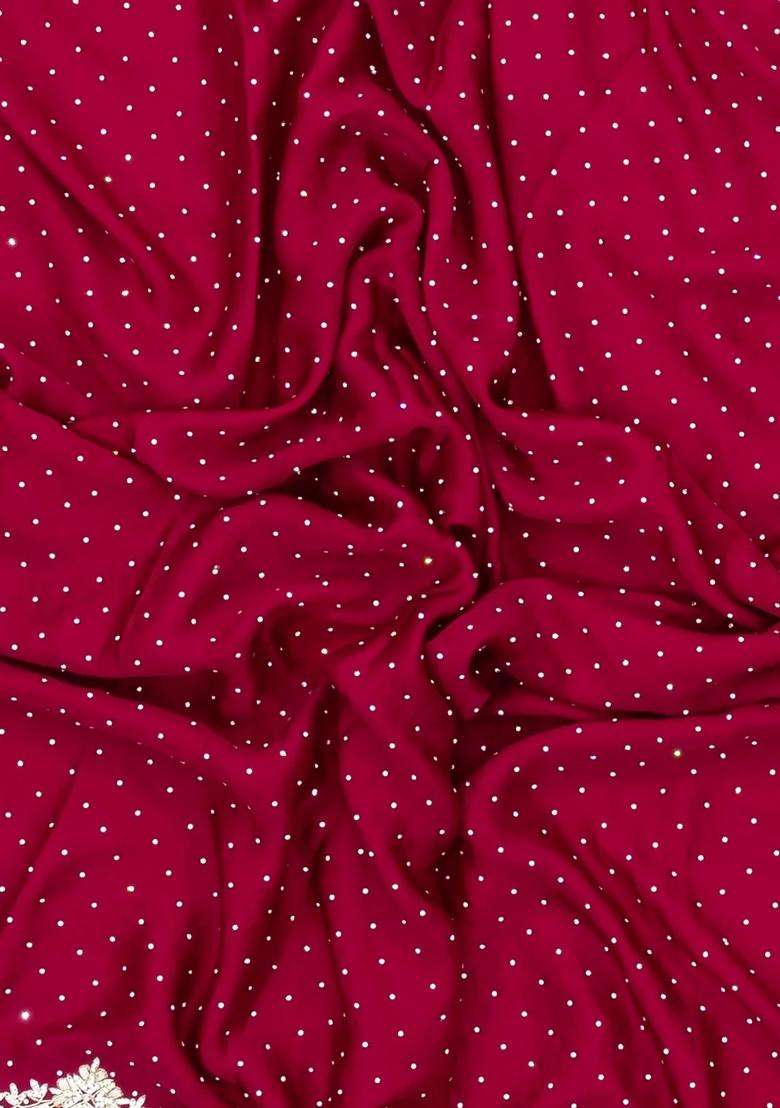 Crimson Woven Pure Crepe Saree With Hand Embroidered Selvage For Women - Indya