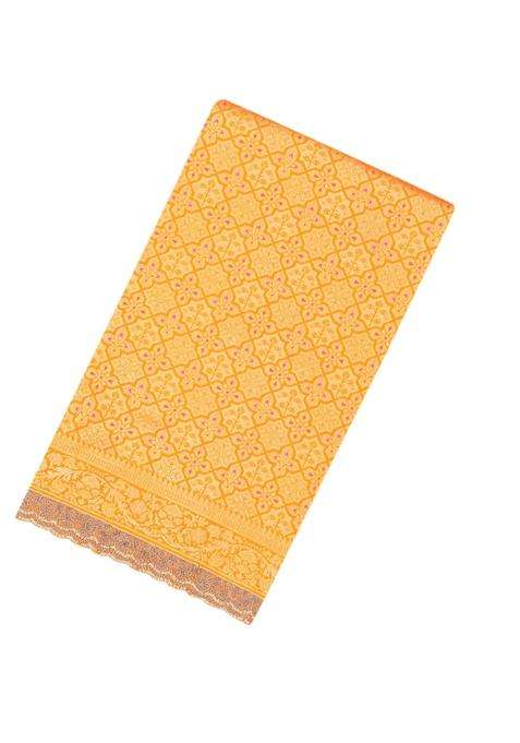 Mustard Woven Pure Silk Saree With Meena Motifs Hand Embroidered Selvage For Women