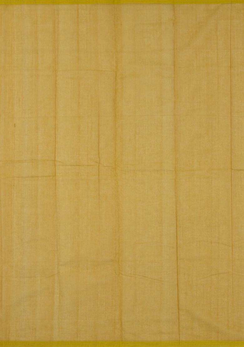 Olive Green Handloom Kanchi Cotton Saree With Elephant Buttas With Buttas And Brocade Design For Women - Indya