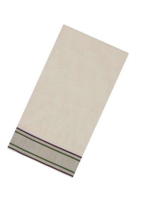 Off White Handloom Kerala Cotton Saree With Maroon Zari Border With Traditional Woven Design For Women