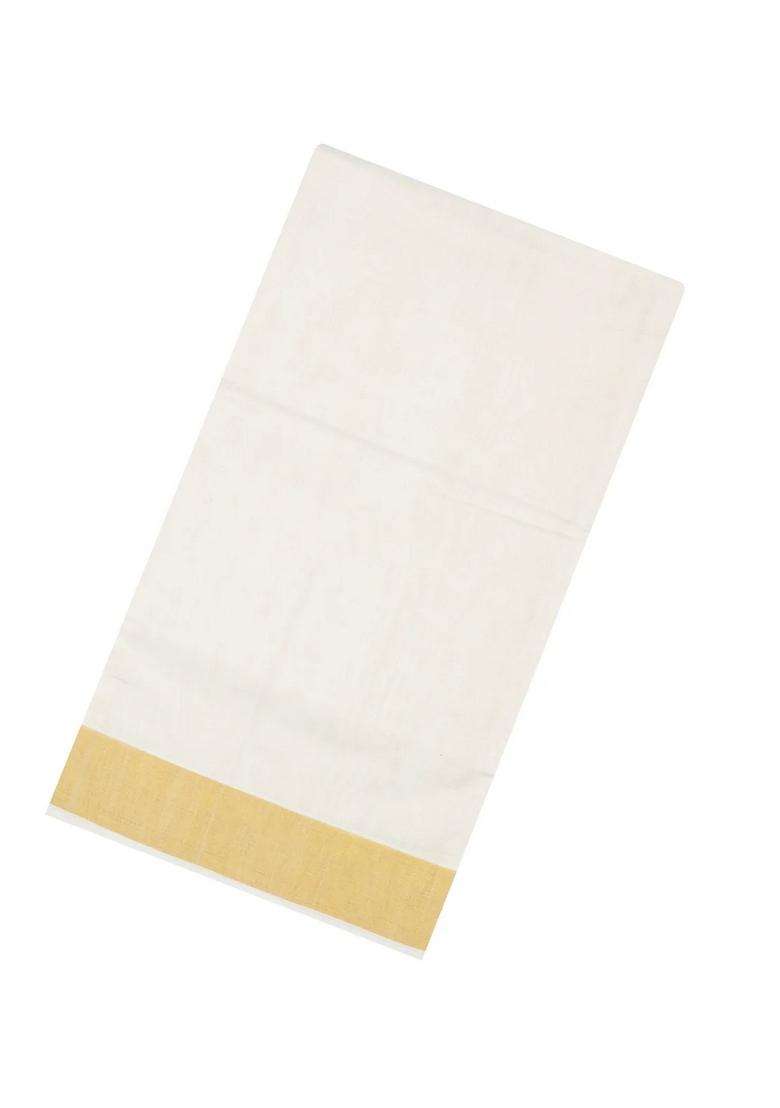 Off White Handloom Kerala Cotton Saree With Zari Border With Traditional Woven Design For Women - Indya