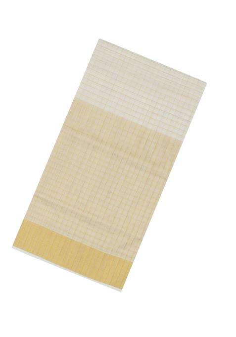 Off White Cream Handloom Kerala Cotton Saree With Zari Checks With Checks And Stripes Design For Women