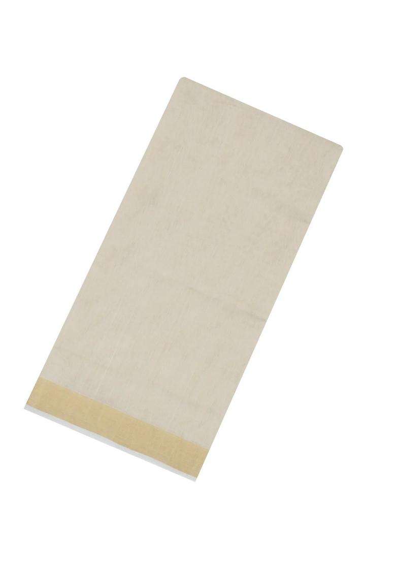 Off White Handloom Kerala Cotton Saree With Triangle Buttas With Buttas And Brocade Design For Women - Indya