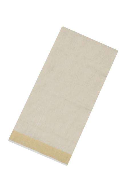 Off White Handloom Kerala Cotton Saree With Triangle Buttas With Buttas And Brocade Design For Women