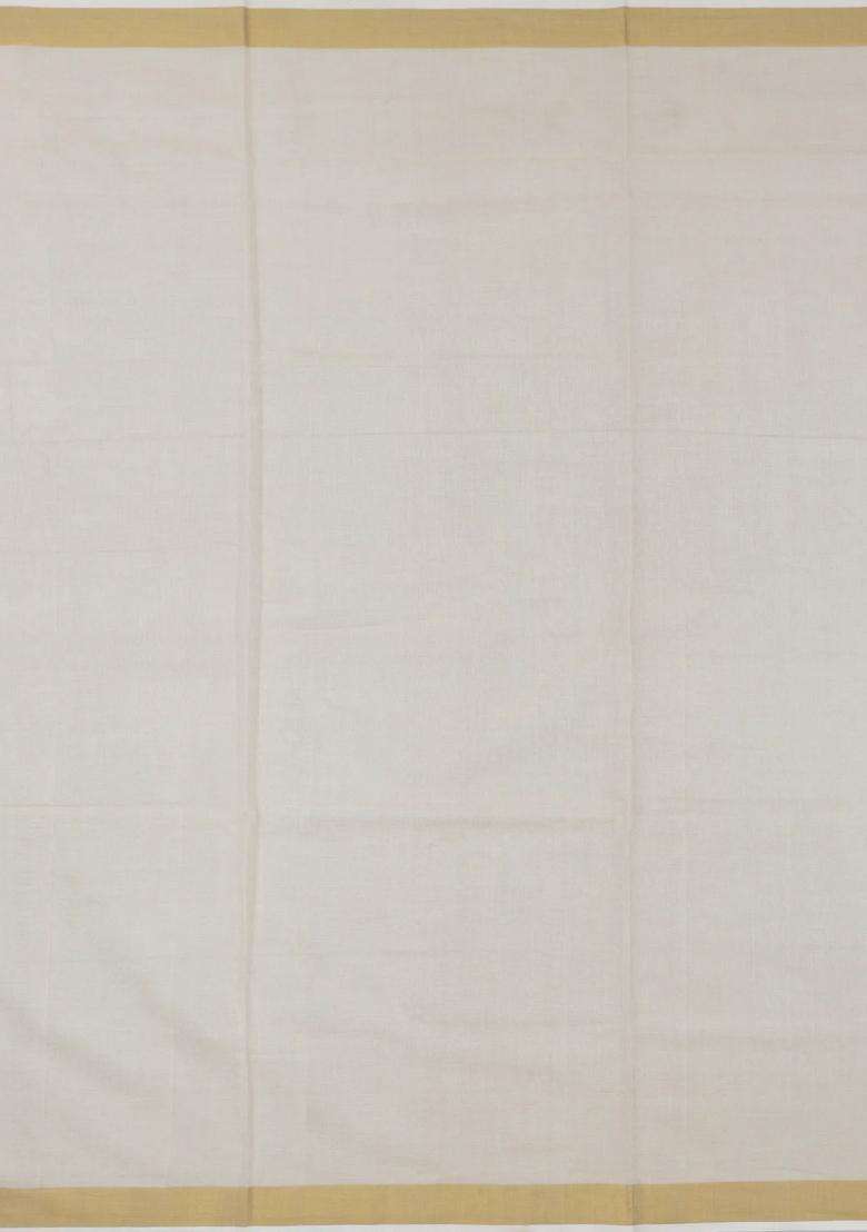 Off White Handloom Kerala Cotton Saree With Annam Buttas With Buttas And Brocade Design For Women - Indya