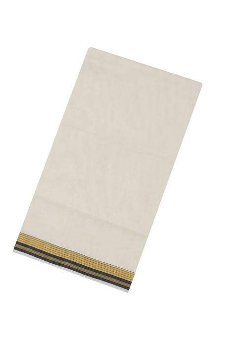 Off White Handloom Kerala Cotton Saree With Black Border With Traditional Woven Design For Women