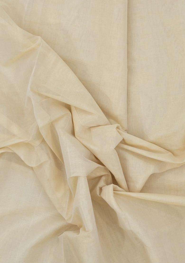 Off White Handloom Kerala Cotton Saree With Zari Border With Traditional Woven Design For Women - Indya