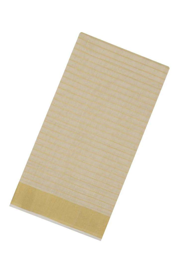 Off White Handloom Kerala Cotton Saree With Zari Stripes With Checks And Stripes Design For Women - Indya