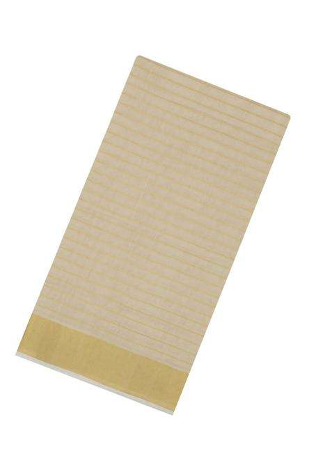 Off White Handloom Kerala Cotton Saree With Zari Stripes With Checks And Stripes Design For Women