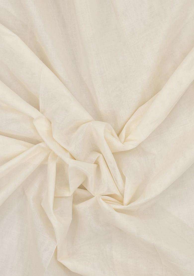 Off White Handloom Kerala Cotton Saree With Zari Border With Traditional Woven Design For Women - Indya