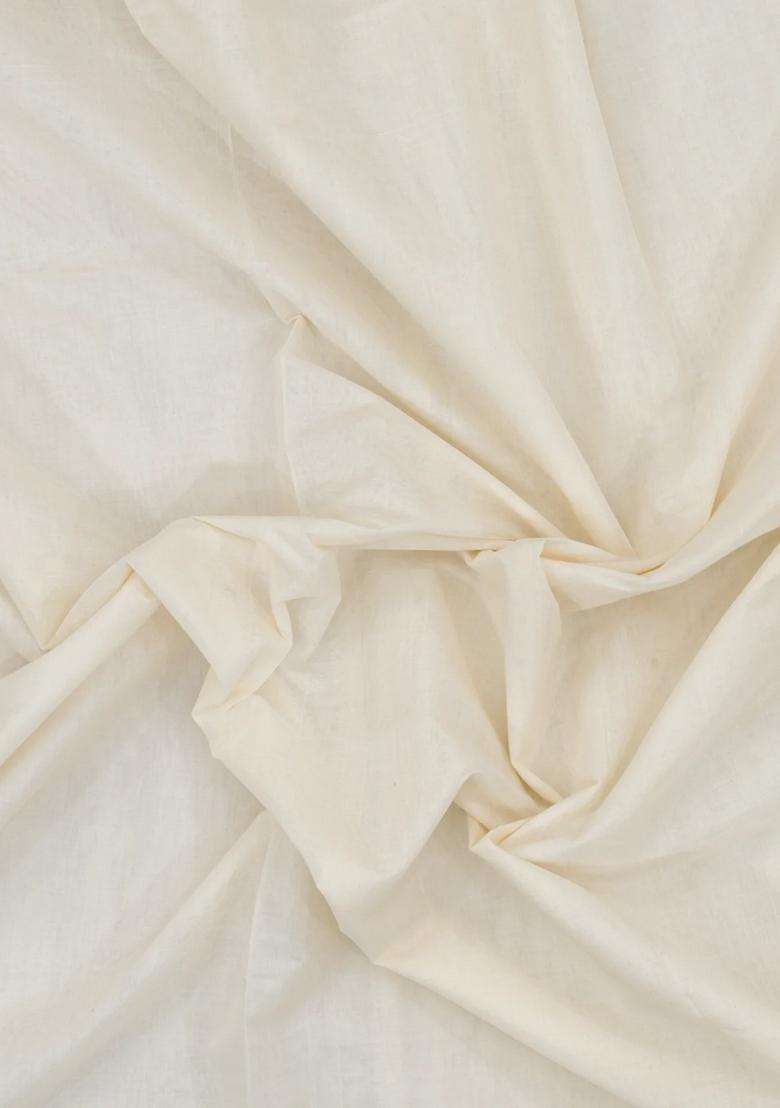 Off White Handloom Kerala Cotton Saree With Zari Border With Traditional Woven Design For Women - Indya