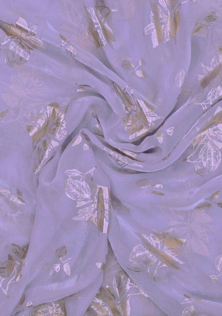 Lavander Lavender Woven Blended Tissue Saree With Floral Motifs With Buttas And Brocade Design For Women - Indya