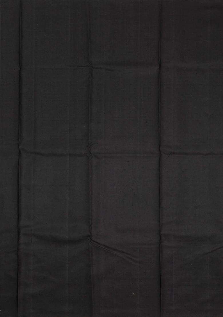Black Handloom Kanchipuram Silk Saree With Meena Crane Buttas With Buttas And Brocade Design For Women - Indya