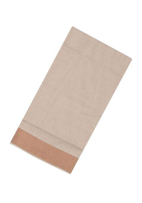 Cream Handloom Kerala Cotton Saree With Checks Zari Border With Checks And Stripes Design For Women