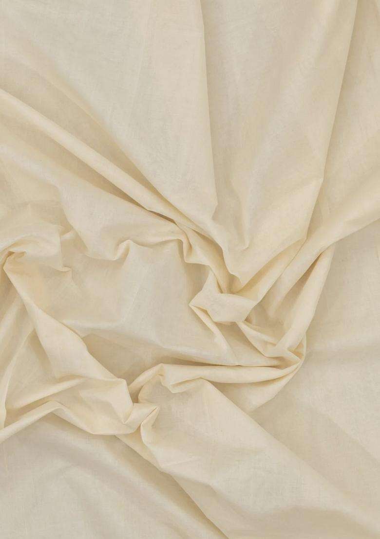 Off White Handloom Kerala Cotton Saree With Silver Zari Border With Traditional Woven Design For Women - Indya
