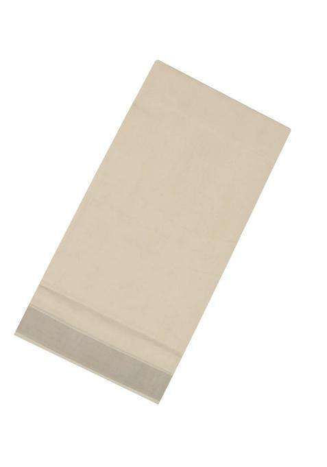 Off White Handloom Kerala Cotton Saree With Silver Zari Border With Traditional Woven Design For Women