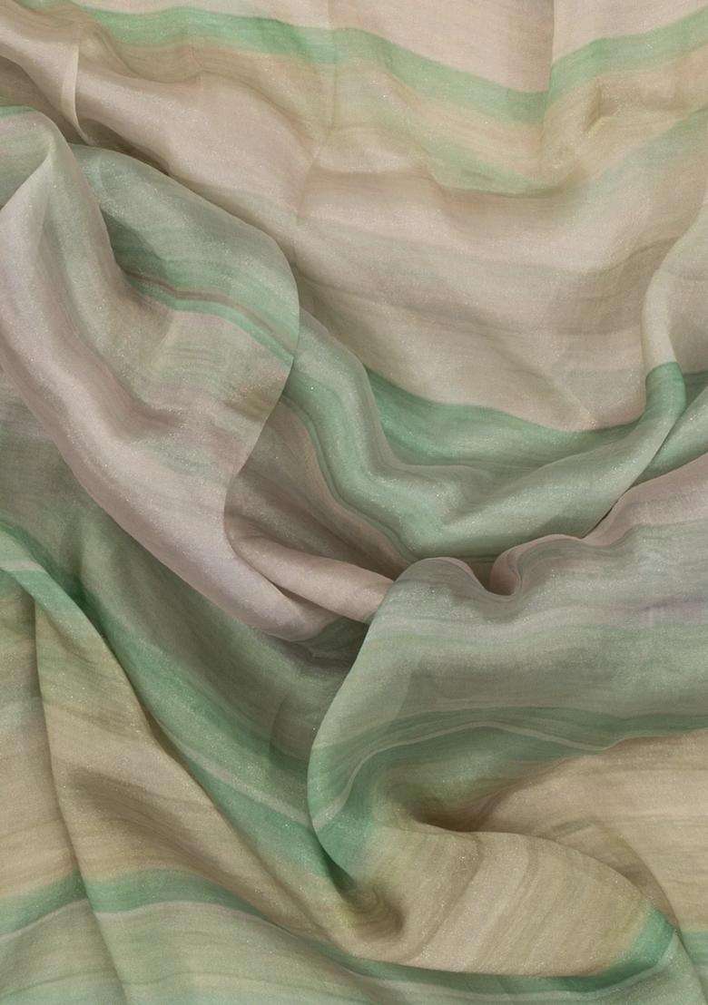 Peach Woven Blended Organza Tissue Saree With Embroidered Motifs For Women - Indya