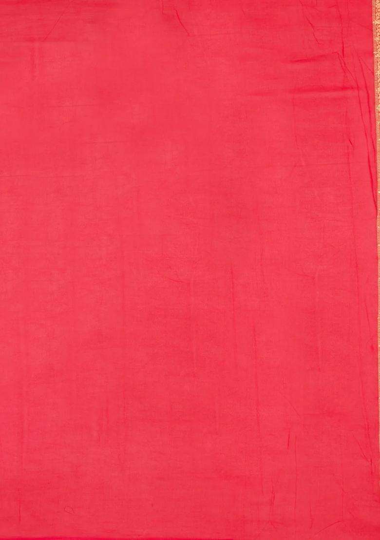 Red Woven Blended Crepe Saree With Floral Motifs Sequin Work With Embroidered Design For Women - Indya