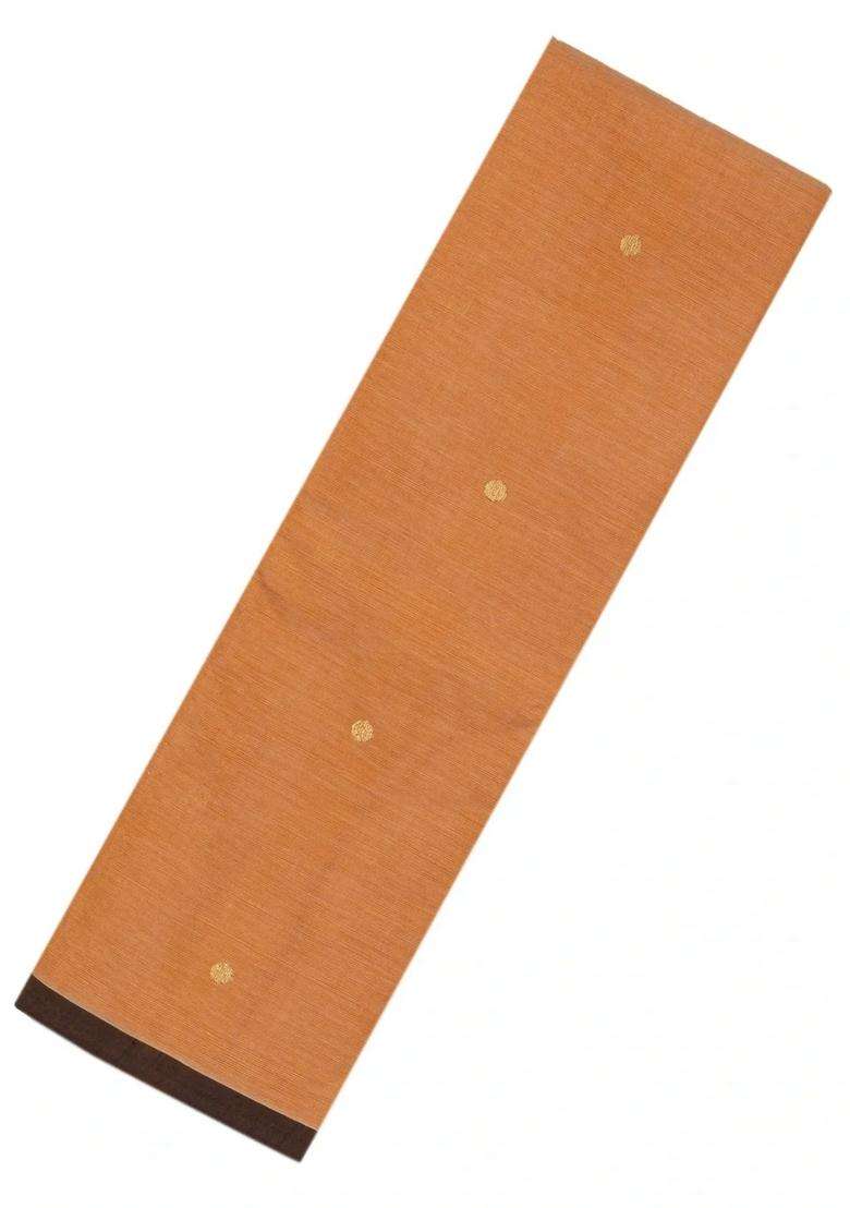Sandal Handloom Kanchi Cotton Saree With Floral Buttas With Buttas And Brocade Design For Women - Indya
