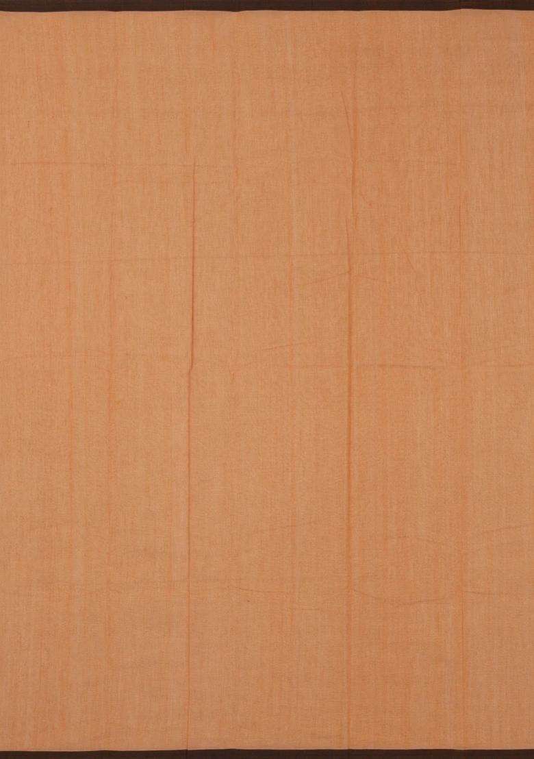 Sandal Handloom Kanchi Cotton Saree With Floral Buttas With Buttas And Brocade Design For Women - Indya