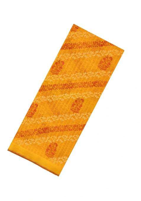 Turmeric Yellow Woven Pure Silk Saree With Printed Floral Motifs For Women