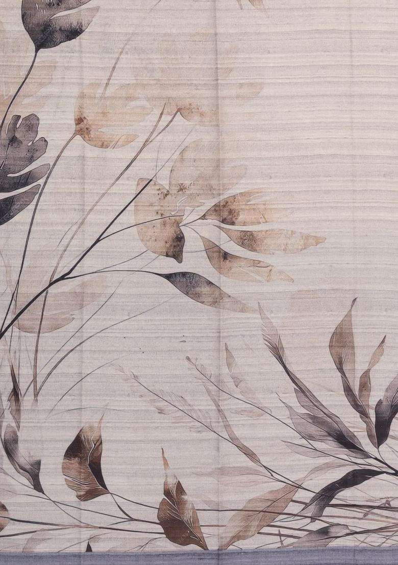 Grey Woven Synthetic Kotha Silk Saree With Printed Floral Motifs For Women - Indya