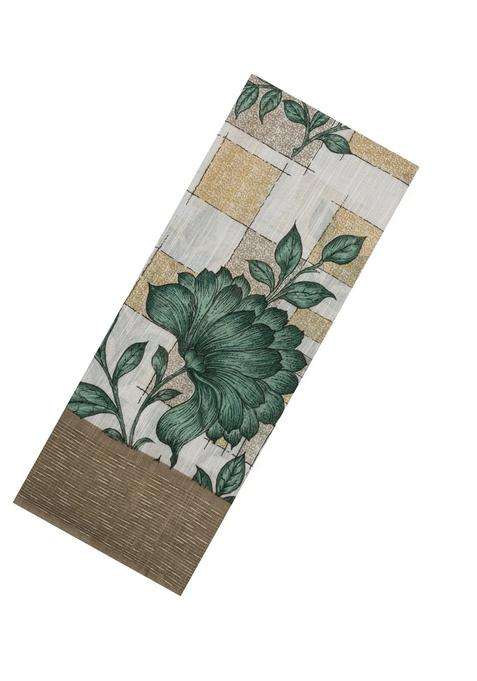 Green Woven Blended Linen Saree With Printed Floral Motifs For Women