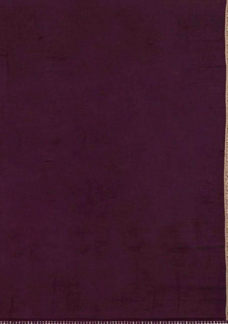 Dark Maroon Woven Synthetic Satin Art Silk Saree With Floral Zari Motifs With Buttas And Brocade Design For Women - Indya